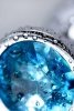 Silver anal plug with gem, turquoise